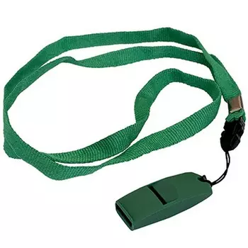 Свисток пластиковый без шарика судейский для зимних видов спорта со шнурком, Россия зеленый