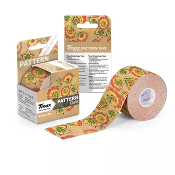 Тейп кинезиологический, 500x5 см Tmax Pattern Gzhel2 423430 рисунок гжель, бежевый