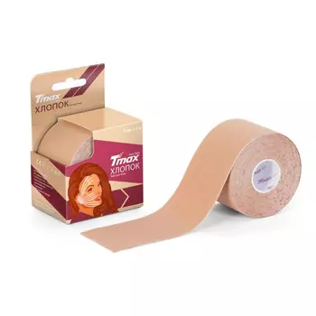 Тейп кинезиологический для лица 500x5 см, хлопок Tmax Beauty Tape 423245 бежевый