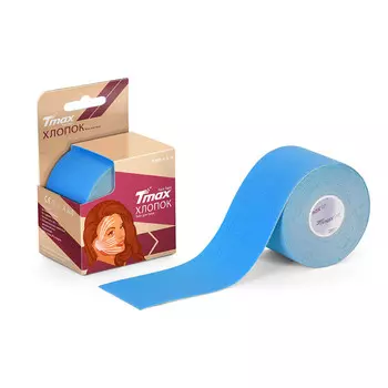 Тейп кинезиологический для лица 500x5 см, хлопок Tmax Beauty Tape 423244 голубой