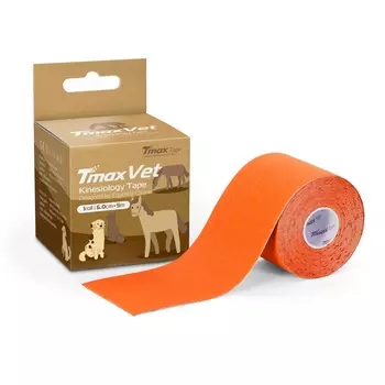 Тейп кинезиологический Tmax Vet 6см x 5м, оранжевый