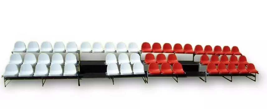 Трибуна передвижная 3-рядная 52 места ФСИ пластиковые сиденья, 6524