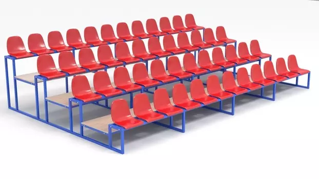 Трибуна с пластиковыми сидениями четырехрядная Glav 20.007