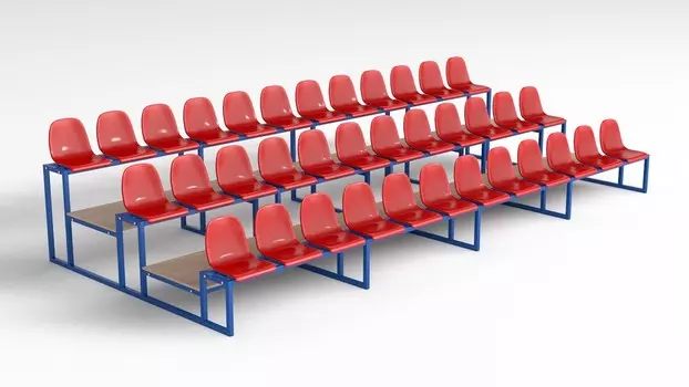 Трибуна с пластиковыми сидениями Glav трехрядная 20.005