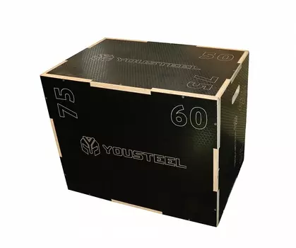 Тумба для запрыгивания YouSteel 50-60-75см PRO, фанера чёрная