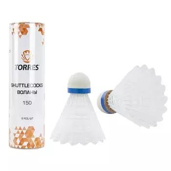 Воланы для бадминтона 150, нейлон, 6 шт Torres BD20108 белый