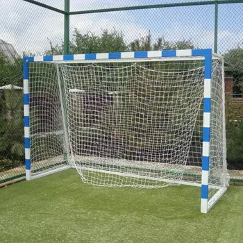 Ворота для минифутбола с сеткой Вертикаль стойки светло-серые с синими полосками