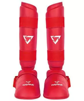 Защита голень-стопа Insane Ferrum, ПУ, красный