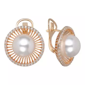 Серебряные серьги с жемчугом swarovski и фианитами