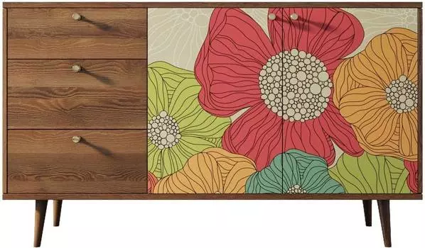 Комод Berber с двумя дверками и ящиками "Цветочек аленький"