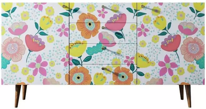 Комод Berber с двумя дверками и ящиками "Радостный букет"