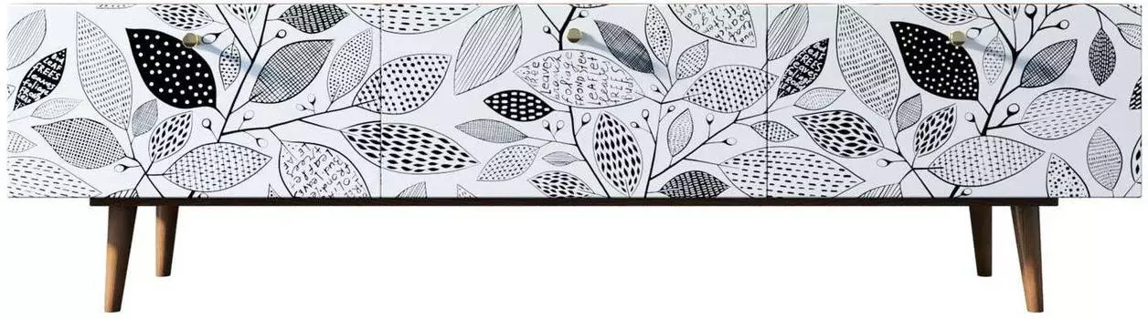 Комод Berber с ящиками низкий под TV "Листва в монохроме"