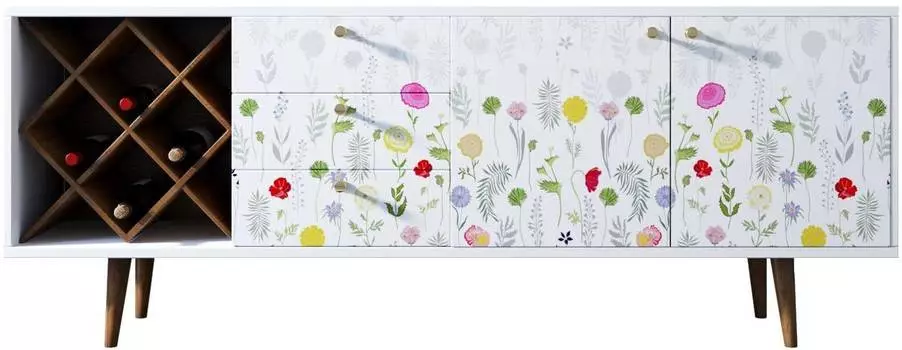 Комод Berber удлиненный с бутылочницей "Цветы нежные"