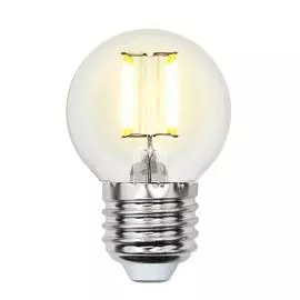 Лампа светодиодная филаментная Uniel E27 6W 3000K прозрачная LED-G45-6W/WW/E27/CL GLA01TR UL-00002203