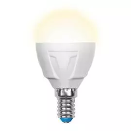 Лампа светодиодная Uniel E14 7W 3000K матовая LED-G45 7W/WW/E14/FR PLP01WH UL-00002419