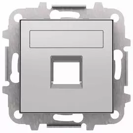 Лицевая панель ABB Sky розетки RJ12/RJ45 со шторками полем для надписи серебристый алюминий 2CLA851810A1301