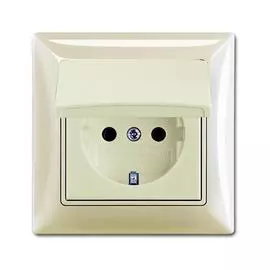 Розетка ABB Basic55 Schuko с/з 16A 250V IP44 с крышкой безвинтовой зажим слоновая кость 2CKA002018A1504