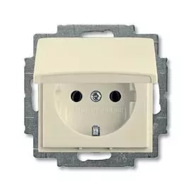 Розетка ABB Basic55 Schuko с/з 16A 250V с крышкой безвинтовой зажим слоновая кость 2CKA002018A0351