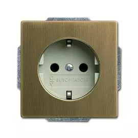 Розетка ABB Dynasty Schuko с/з 16A 250V со шторками безвинтовой зажим латунь античная/слоновая кость 2CKA002013A5398