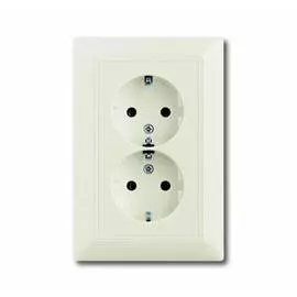 Розетка двойная ABB Basic55 Schuko с/з 16A 250V безвинтовой зажим chalet-белый 2CKA002014A1478