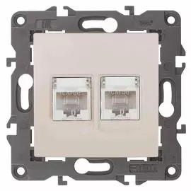 Розетка информационная 2XRJ45 ЭРА Elegance 14-3108-02 Б0034309