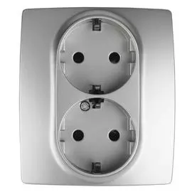 Розетка ЭРА 12 2x2P E Schuko со шторками 16A 250V 12-2104-03 Б0014701