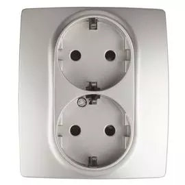 Розетка ЭРА 12 2x2P E Schuko со шторками 16A 250V 12-2104-15 Б0019334