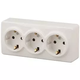 Розетка ЭРА Эксперт 3х2P E со шторками Schuko 16A 250V 11-2209-02 Б0020704