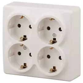 Розетка ЭРА Эксперт 4х2P E со шторками Schuko 16A 250V 11-2211-02 Б0020710