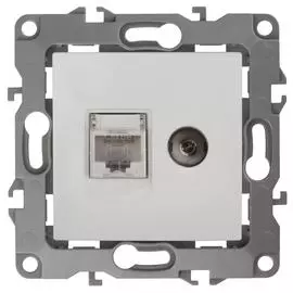 Розетка комбинированная RJ45+TV ЭРА 12 12-3110-01 Б0027441