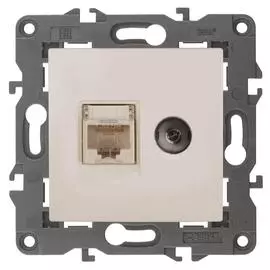 Розетка комбинированная RJ45+TV ЭРА Elegance 14-3110-02 Б0034315
