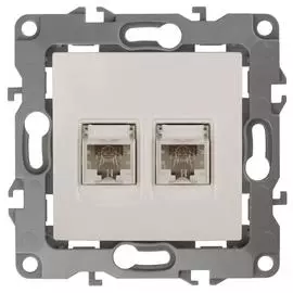 Розетка телефонная 2XRJ11 ЭРА 12 12-3106-02 Б0014718