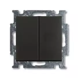 Выключатель двухклавишный ABB Basic55 10A 250V chateau-черный 2CKA001012A2177