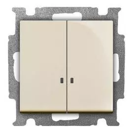 Выключатель двухклавишный ABB Basic55 10A 250V с подсветкой слоновая кость 2CKA001012A2157