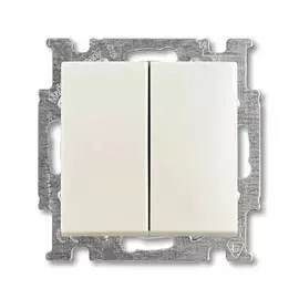 Выключатель двухклавишный ABB Basic55 10A 250V слоновая кость 2CKA001012A2148