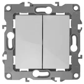 Выключатель двухклавишный ЭРА 12 10AX 250V Al Cu 12А-1004-01 Б0038585