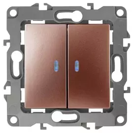 Выключатель двухклавишный с подсветкой ЭРА 12 10AX 250V 12-1105-14 Б0019293