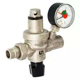 Клапан подпиточный UNI-FITT НВ 1/2" с редукционным соединением и манометром, никелированный 290B2000