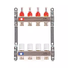 Коллекторная группа 1" Uni-Fitt 450Bнерж. сталь 13 выходов 3/4" с расходомерами и термостатическими вентилями без концевиков 450B4313