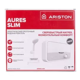 Водонагреватель электрический проточный Ariston 35 кВт душ. лейка+кранAURES S 3.5 COM PL (220) 3520010