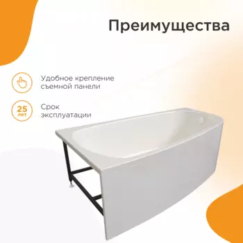 Акриловая ванна Радомир Рона 158х90 1-01-0-2-1-343 правая, белая