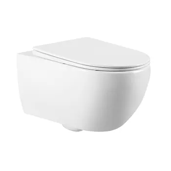 Безободковый подвесной унитаз Charus Skandenborg Rimless EWC700-125W белый, с крышкой микролифт