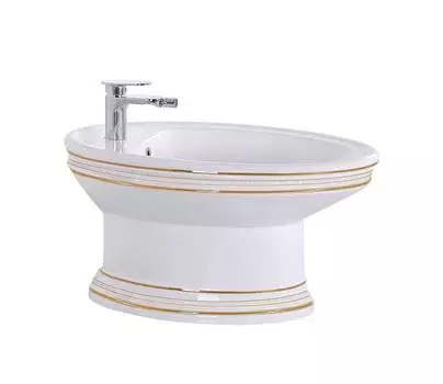 Биде напольное CeramaLux 4285 белое с декором