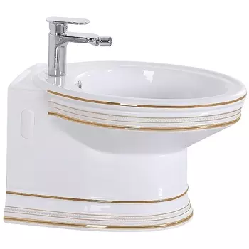 Биде напольное CeramaLux 4289 белое с декором