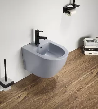 Биде подвесное CeramaLux В2342BDMHL голубое матовое