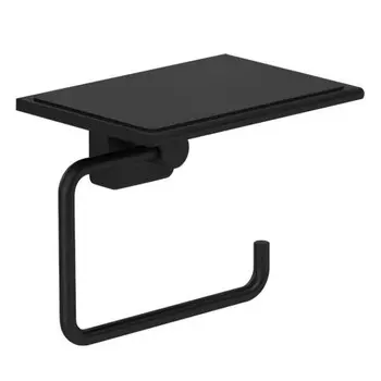 Бумагодержатель Kludi Vela S 2597139 с полкой, черный матовый