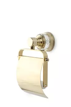 Бумагодержатель с крышкой для ванной комнаты Boheme AURA 10241-G золото