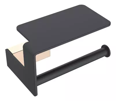 Бумагодержатель с полочкой Boheme Q 10941-G-B черный, золото
