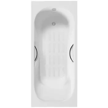 Чугунная ванна Delice Malibu 170x70 DLR230608R-AS с антискользящим покрытием, с отверстиями под ручки, белая