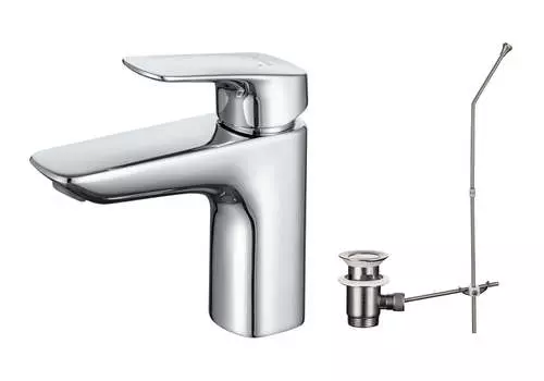 Cмеситель для раковины Aquatek Вега AQ1011CR с донным клапаном, хром